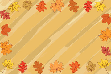 Wall Mural - Autumn frame with leaves of different trees. Sketch, doodle, design elements. Vector illustration.