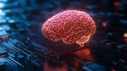 Aufkleber - Human Brain on Circuit Board.
