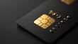 © narak0rn - Closeup of a black credit card with a gold chip on a dark background.