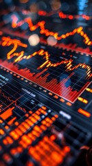 Poster - Stock Market Chart with Red Lights.