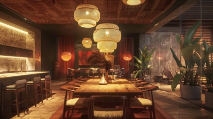 Poster - How can statement lighting enhance the ambiance and functionality of a dining area?
