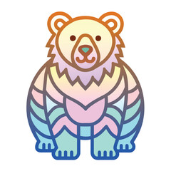 Wall Mural - A Rainbow-Colored Cartoon Bear Standing on a White Background