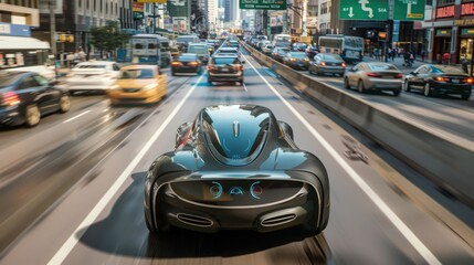 Poster - autonomous driving technology, where AI algorithms and sensors navigate urban environments and highways seamlessly