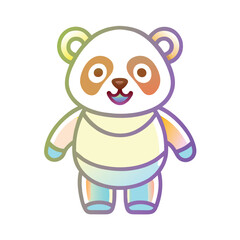 Wall Mural - Cartoon Panda Bear with Rainbow Color Gradient