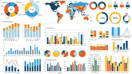 Poster - Colorful infographic with charts and world map.