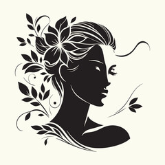 Wall Mural - Women Beautiful Face Silhouette vector illustration isolated in an empty background