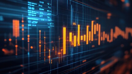 Wall Mural - Successful business chart on a digital screen, highlighting a positive trend in data.