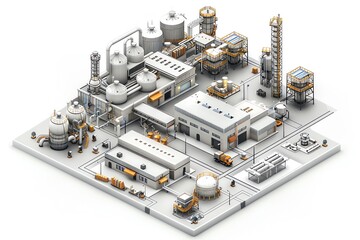 Poster - Industrial Plant Isometric Illustration.