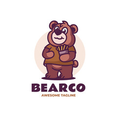 Wall Mural - Vector Logo Illustration Bear Mascot Cartoon Style.