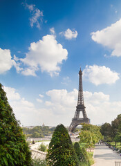 View on Eiffel tower. View of Eiffel Tower from Jardins du Trocadero in Paris