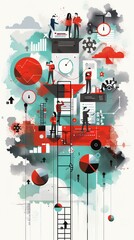 Poster - Business Success Strategy with Abstract Elements.
