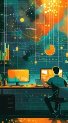 Fototapete - Data Analyst at Work.