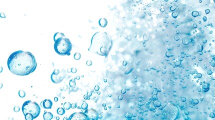 Poster - White backdrop with light blue bubbles and water