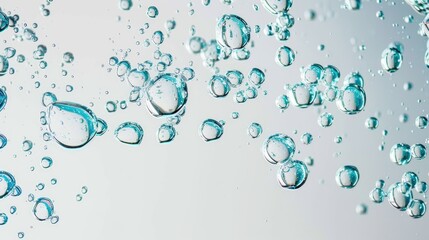 Poster - White backdrop with light blue bubbles and water