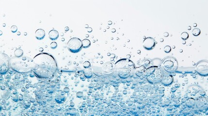 Poster - White backdrop with light blue bubbles and water