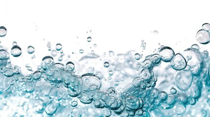 Poster - White backdrop with light blue bubbles and water