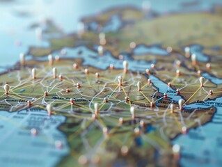 Poster - Map pins marking locations on a world map.
