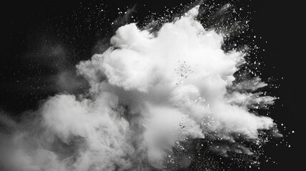 Aufkleber - White dust explosion frozen on black background Holi cloud