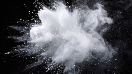 Aufkleber - White dust explosion frozen on black background Holi cloud