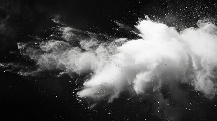 Aufkleber - White dust explosion frozen on black background Holi cloud