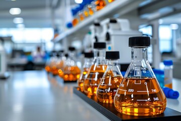 Poster - Laboratory Research With Chemical Solutions in Flasks.