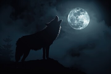  Howling Wolf Under Moonlight