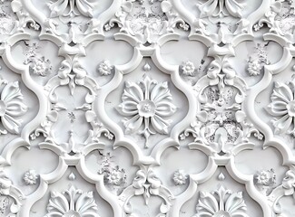 Poster - 3D render plasticine seamless pattern of geometric background with grey lace texture on a white background