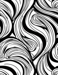 Wall Mural - seamless pattern, black and white, grey, geometric print with bold contour lines, white background.