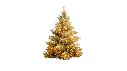 Golden glowing decorated Christmas tree,generative ai