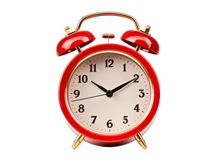 a red alarm clock with bells