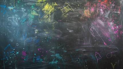 Leinwandbilder - Blackboard with colorful chalk traces