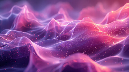 Wall Mural - Ethereal Purple and Blue Smoke Waves in Motion, Abstract Swirls and Curves, Flowing Energy Backdrop with Pink Highlights