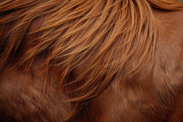 Wall Mural - Photo of brown horse fur texture, top view, high resolution photography