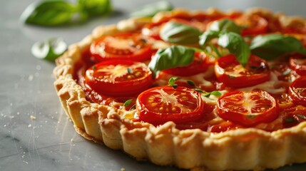 Wall Mural - Pizza with Tomatoes and Basil