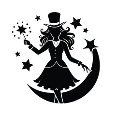 girl magician silhouette

