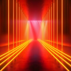 Poster - Vibrant Neon Gradient Background with Dynamic Light Beams for Entertainment Products or Conceptual Display