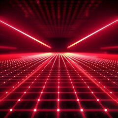 Poster - glowing neon grid background for smart device product concept display