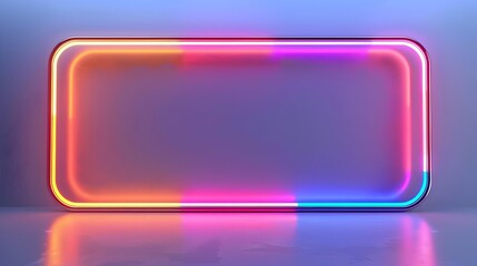 Poster - Futuristic Metallic Frame with Glowing Neon Lights on Isolated Background