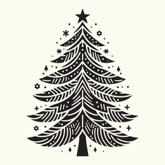 Poster - Pine Tree Silhouette vector illustration isolated in an empty background