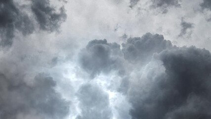 Wall Mural - thunder bolt over dark sky 4k
