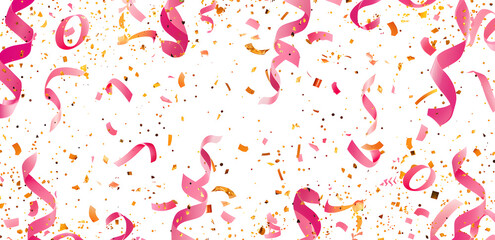 Wall Mural - Colorful confetti with ribbons on a white background