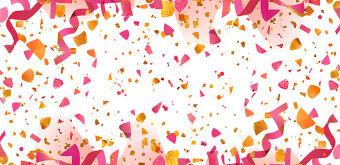 Wall Mural - Colorful confetti with ribbons on a white background