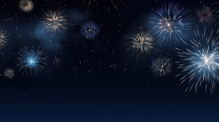Multicolored Fireworks Exploding in the Night Sky
