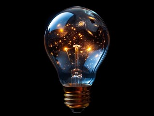 Poster - Limitless Imagination and Ideas Symbolized in a Lightbulb Filled with Galaxies and Stars