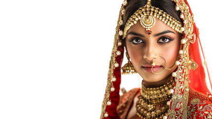 Poster - Indian bride in beautiful ghoonghat style with makeup and jewellery