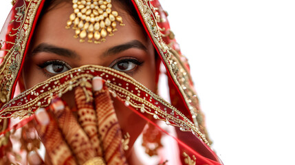 Poster - Indian wedding: bride in full ghoonghat covering her face, traditional attire