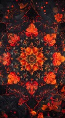 Wall Mural - red flower seamless patterns background