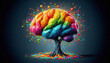 © Giuseppe Cammino - 3D polygon colorful tree brain splash brainstorm and inspire concept