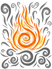 Wall Mural - Bonfire art in calligraphic style. Use for printing, clothing, or clip art element.