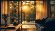 © Oulailux - A living room with a large window that lets in the sun
